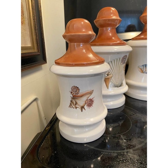 Hand Painted Seashell Kitchen Canisters - Picture 2 of 5